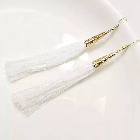 Jewelry - Brand New Gold & White Tassel Earrings